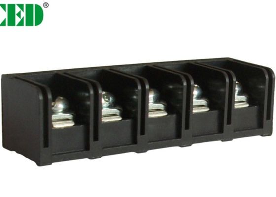 11mm Pitch Black 20A Barrier Terminal Blocks With 2-12 Poles Brass PBT