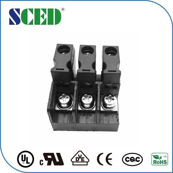 3 Pin Feed Through Terminal Block Pitch 12.7mm 600V PC Black