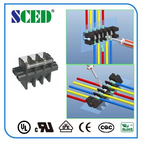 Pitch 13mm Electrical Connector Block Black Mounted Panel Screw Terminal