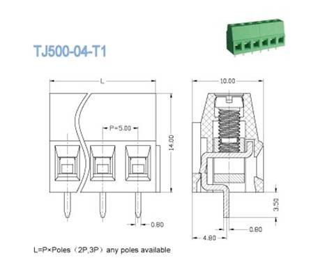 5.0mm PCB Terminal Block Connectors - Terminals 2P-24P Screw Clamp Terminal