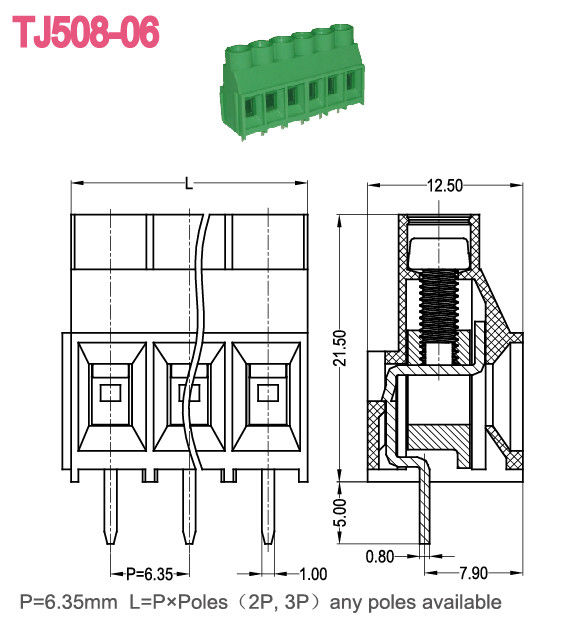 Pluggable 6.35mm PCB Terminal Blocks 300A Euro Type Raising Series