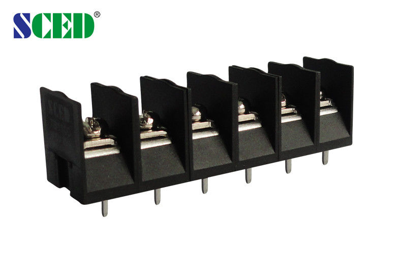 Plastic PBT Electrical Terminal Block Brass 10mm Pitch 600V 30A Screw M3.5