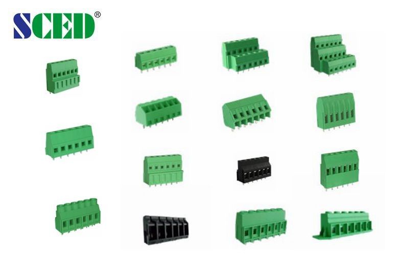 Double Levels PCB Terminal Block Green 5.08mm 10A Plastic Nickel Plated