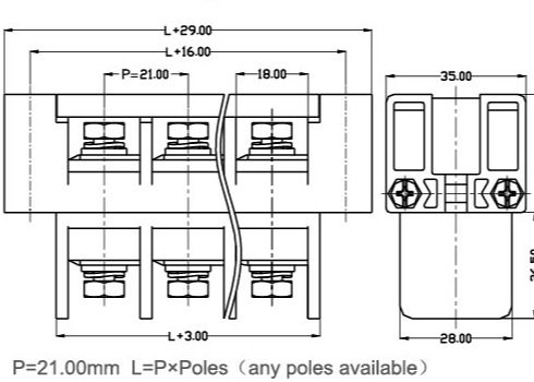 Medicine Equipment 21mm Perforation 180A Panel Mount Terminal Block Feed Through
