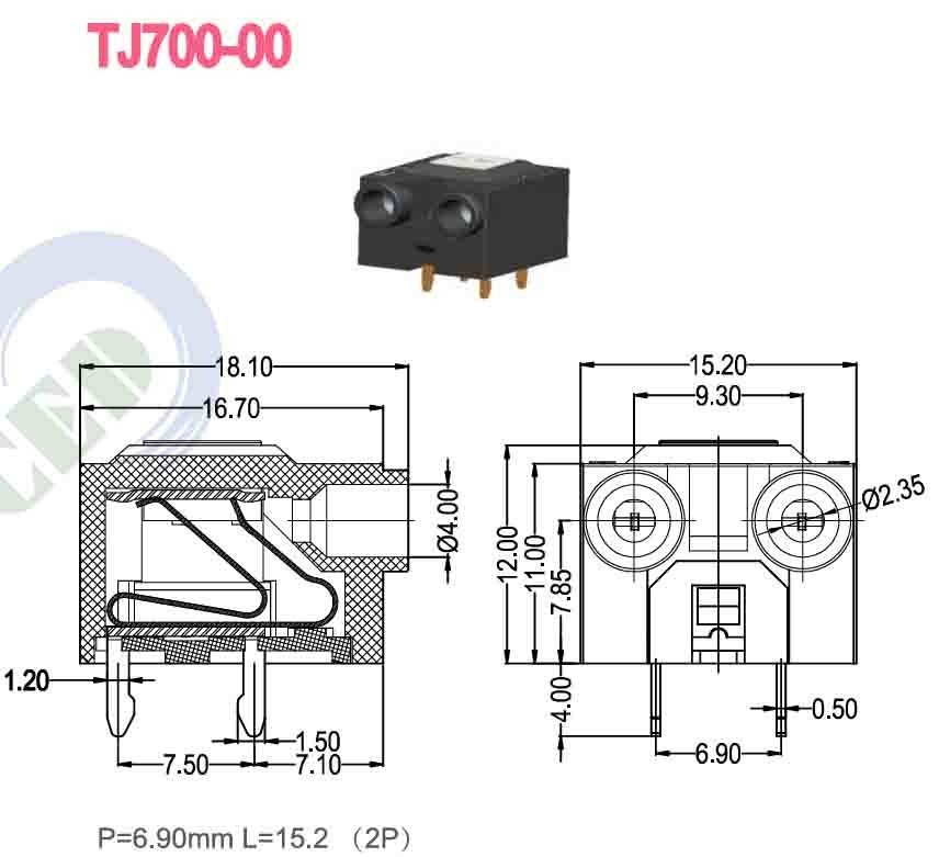Black 300V 10A PBT Screw Type Terminal Block for Electrical Connection -40C- 105C