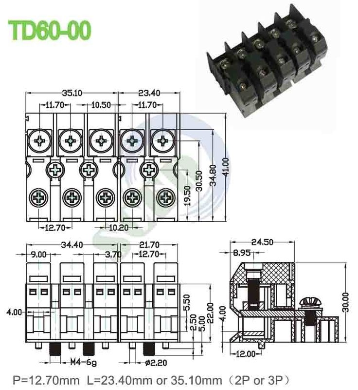 30A Rated Current Feed Through Terminal Block with Screw Connection Type and 16mm2 Rated Connecting Capacity