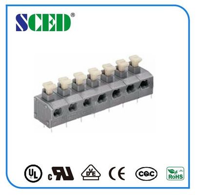7.62 มิลลิเมตร Center Spacing Screwless Terminal Block สีเทาสปริงทองแดง