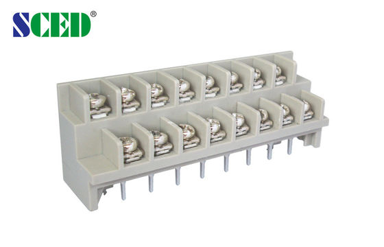 สีเทา Double Level Terminal Block Barrier Connector 300V 7.62 มิลลิเมตร Pitch
