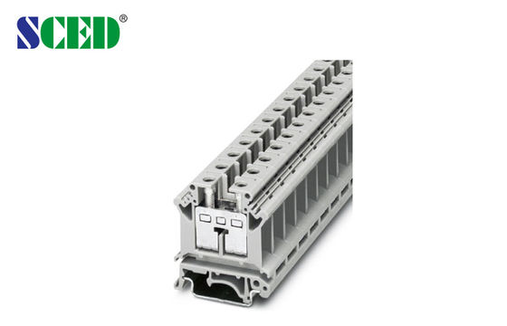 ความกว้างปลายทาง 12.2 มิลลิเมตร Din Rail Terminal Blocks 600V 85A AWG 22-4